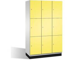 CP Armoire à casiers CAMBIO avec portes en acier - 9 casiers, largeur 1200 mm - corps gris