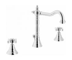 Robinet pour lavabo 3 trous en laiton RITZ RI49011/1 | Chromé - Vidage automatique 1'1/4 - Nobili