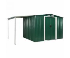 Hommoo Abri de jardin avec portes Vert 386x205x178 cm Acier