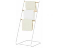 Porte-serviettes sur pied FLAVIA échelle à 3 portants pour linge de salle de bain, structure en