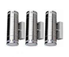 Lot de 3 appliques LED Garden Up Down Spots éclairage de façade en acier inoxydable Spots IP44