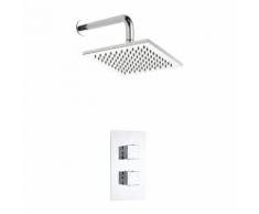 Hudson Reed - Kit de Douche Thermostatique à Encastrer - Design Cubique Minimaliste - Pommeau Mural