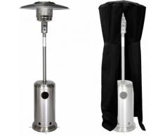 Parasol chauffant OSLO - chauffage d'extérieur gaz - acier inox + housse