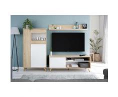 Dmora Vitrine moderne avec 3 portes, Made in Italyy, Buffet haut avec étagères, Meuble d'entrée,