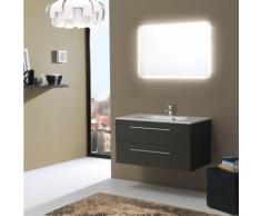 MEUBLE SALLE DE BAIN DE 90 CM AVEC TIROIRS ET LAVABO BOSTON EN TANNER MIROIR RÉTROÉCLAIRÉ