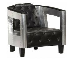 Helloshop26 - Fauteuil chaise siège lounge design club sofa salon en style d'aviation noir cuir
