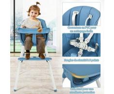 Costway - Chaise Haute Bébé Convertible 3-en-1 Hauteur Réglable Chaise de Salle à Manger Enfant