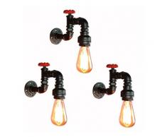 Lot de 3 Applique Murale Industrielle E27 eclairage Decor Luminaire Lampe de Mur Cafe Restaurant Bar