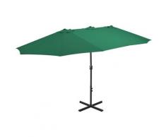 Parasol d'extérieur et mât en aluminium 460 x 270 cm Vert
