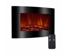 COSTWAY Cheminée électrique murale 900W/1800W feu flamme LED chauffage télécommande