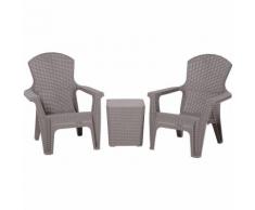 Salon de jardin 2 pers. 3 pièces - ensemble bistro style néo-rétro - 2 fauteuils lounge + table
