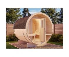 Finntherm - Sauna tonneau Tori naturel , 42 mm Épaisseur de paroi 195 x 250 cm - sans traitement de