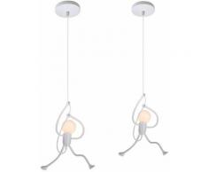 Idegu - 2 pièces Moderne Suspension Lustre Chambre d'Enfant,Rétro Metal Suspension Blanc Créatif