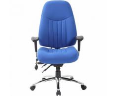 Chaise d'atelier pivotante Alpha - avec accoudoirs et habillage tissu, bleu