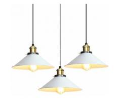 3x Rétro Suspension Lumière Industrielle Design E27 Ø 26cm, Pendante Plafonnier Fer Lustre Lampe