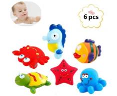 6 Pcs Bain Jouet Flottant Animal Marin, Bébé Doux Squirt Baignade Jouets Baignoire Bande Dessinée