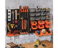 Kit de rangement mural 45 pièces panneau perforé et porte-outils