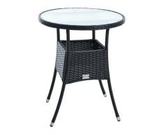 Table d'appoint Table de jardin en polyrattan Table de balcon ronde en noir