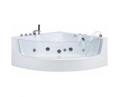 Beliani - Baignoire balnéo angle blanche avec LED 190 x 135 cm MARINA