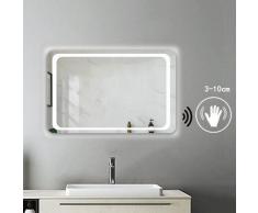 Miroir salle de bain 90x65cm anti-buée Mural Lumière Illumination avec éclairage LED