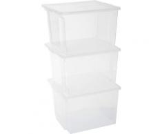 . Lot de 3 boîtes de rangement en plastique avec couvercle - Useful Storage Box - USB-M.