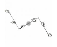 Plafonnier LED, chrome, spots mobiles, longueur 150 cm, LUMIA
