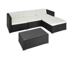 Salon de Jardin FLORENCE Résine Tressée 4 Personnes 1 Table Basse 3 Fauteuils 1 Tabouret