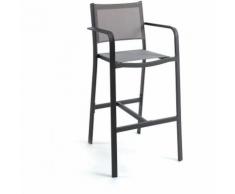 Chaise haute en alu anthracite textilène gris Nassau
