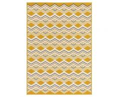 Tapis d'extérieur ou de salon - Motifs graphiques - Jaune safran - 120 x 170 cm