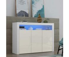 Keepbuying - Dripex Buffet bas contemporain blanc laqu?? brillant - L 130 cm x 40 cm x 88 cm - 3