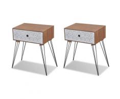 Helloshop26 - Table de nuit chevet commode armoire meuble chambre avec tiroir 2 pcs marron - Marron