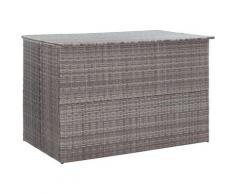 Boîte de rangement de jardin Gris 150x100x100 cm Résine tressée Coffre de jardin