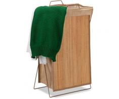 Corbeille à linge bambou 40 l panier à linge pliable sac à linge anse pliant HxlxP 61 x 38 x 22 cm,