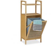 Étagère de salle de bain panier à linge bambou 25 litres HxlxP: 95 x 40 x 30 cm, nature - Relaxdays