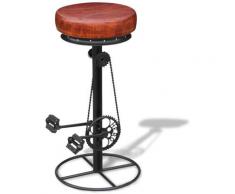 Tabouret de bar Noir et marron Cuir véritable
