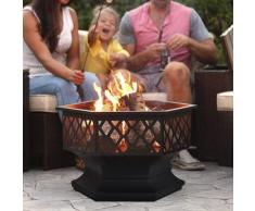 Brasero avec grille de barbecue, brasero avec pare-étincelles pour barbecue, chauffage, jardin,