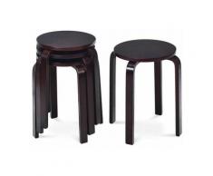 COSTWAY 4 Tabourets de Salle à Manger/de Bar Empilables en Bois Design Contemporain Hauteur 45cm
