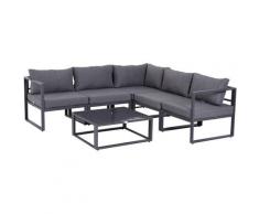 Ensemble salon de jardin d'angle design contemporain style yachting 5 places modulable avec