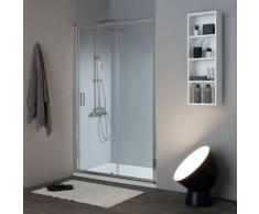 Porte De Douche Pour Niche 140 Cm En Verre 6 Mm Trempé Transparent New Giada