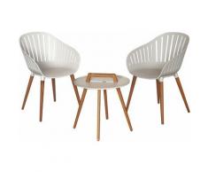 Salon de Jardin Lacio Bois Résine 2 Chaises et 1 Table Blanc - chillvert