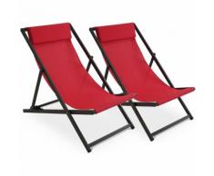 Chilienne pliante avec repose tête lot de 2, Palavas - Rouge