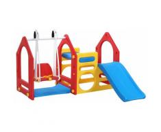 Portique pour Petits Enfants 1-4 ans incl Balançoire Toboggan Parois d'Escalade Maison de Jeu avec