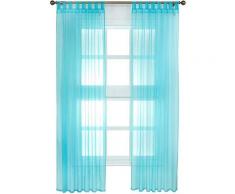 Lot de 2 Rideaux en Voile Transparents.Douceur d'intérieur pour Salon.140x225cm. Turquoise.