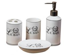 Set de salle de bains en porcelaine blanche Le Bain Paris composé par 4 pièces L25xPR10xH21 cm