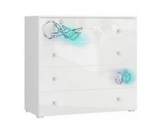 BELLIO - Commode de rangement - 4 tiroirs - Mobilier chambre ado enfant - 100x93x47 cm - Finition