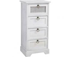 Chiffonnier IRMA petite commode avec 4 tiroirs, en bois de paulownia blanc style shabby chic