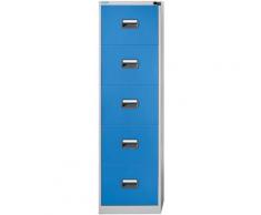 Classeur pour dossiers suspendus - 1 rangée, 5 tiroirs - gris clair / bleu clair - Coloris façade: