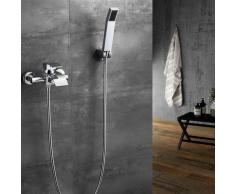 Mitigeur Bain Robinet de Baignoire Cascade avec Pommeau de douche Economie d'eau Laiton Chrome pour