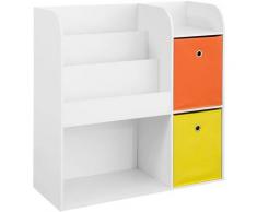 KMB37-W Étagère de Rangement pour Livres et Jouets Enfant Bibliothèque avec 2 Paniers - Sobuy