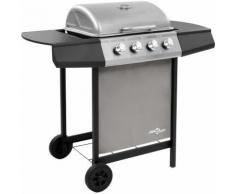 Barbecue gril à gaz avec 4 brûleurs Noir et argenté